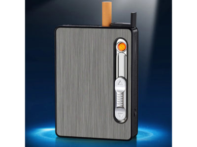 Cajetilla para cigarrillos con encendedor electronico