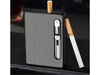 Cajetilla para cigarrillos con encendedor electronico