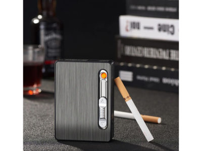 Cajetilla para cigarrillos con encendedor electronico