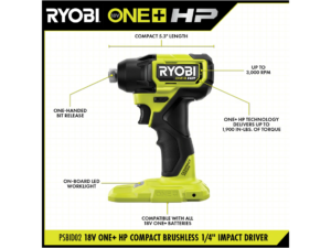 Atornillador De Impacto Inalambrico Brushless Ryobi